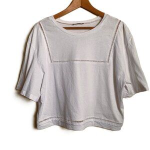 ZARA White Boxy Crop Tee – Size L